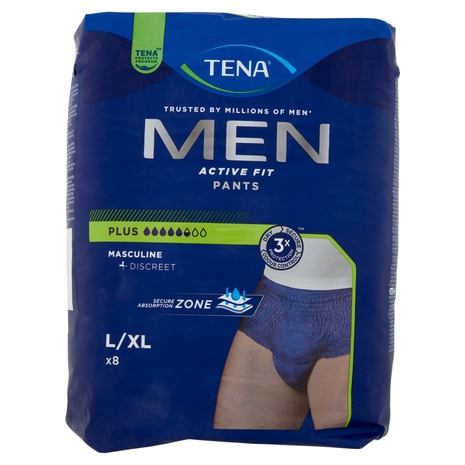 Tena Men Active Fit Pants Plus Size L 8 Pz